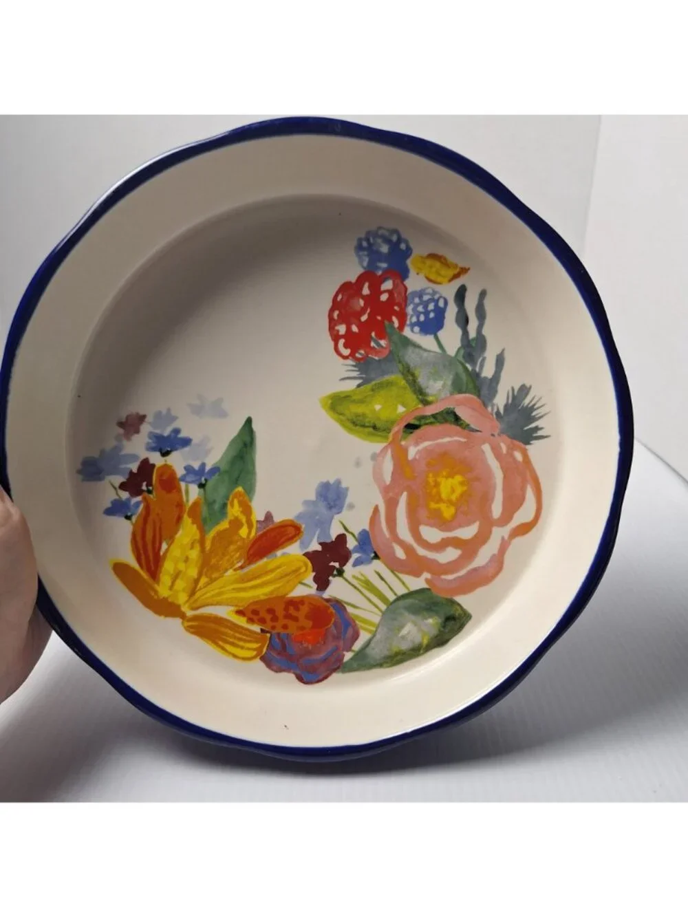 THE PIONEER WOMAN STONEWARE PIE/CAKE/DISH VIBRANT CELIA FLORAL PATTERN #2912DMT